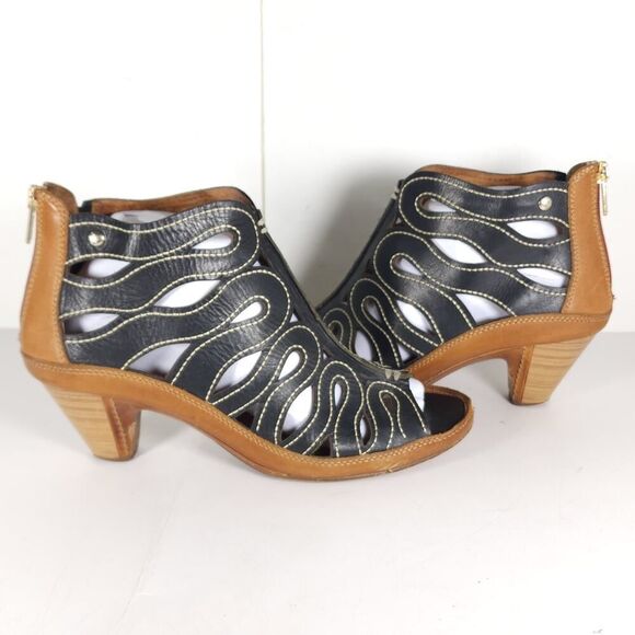 Pikolinos Women's Java EU40 US9-9,5 Black Cutouts Back Zip Caged Sandals Shoes - Picture 8 of 16